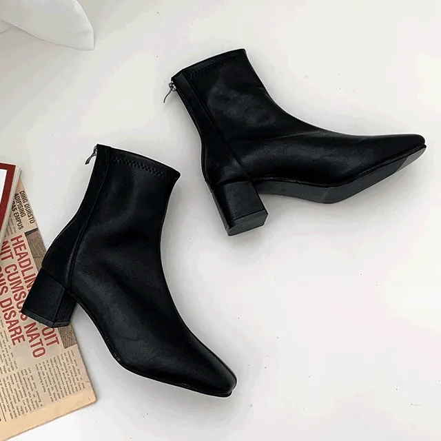 ❤당일배송❤(3cm/5cm/7cm) 자체제작 레짓 스퀘어 절개 스판 통굽 앵클 부츠