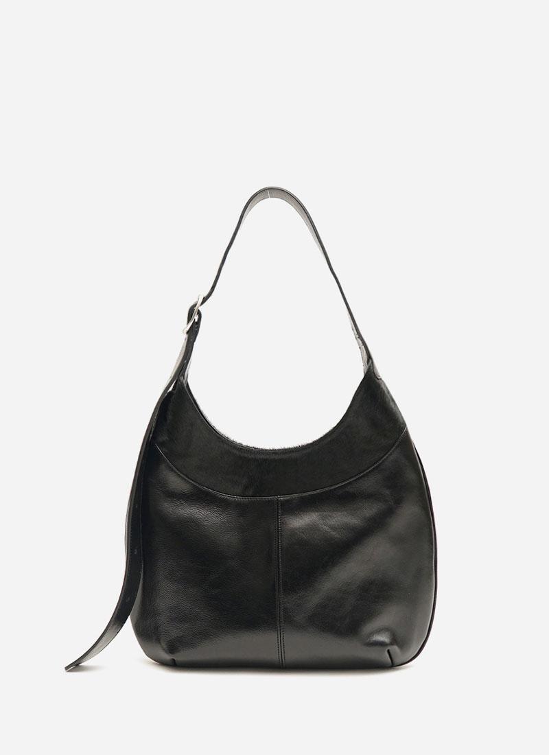 layer shoulder Hair-On Cowhide Leather bag / black