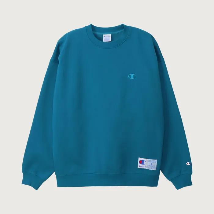 C로고 오버핏 조그택 스웨트셔츠 Blue Green