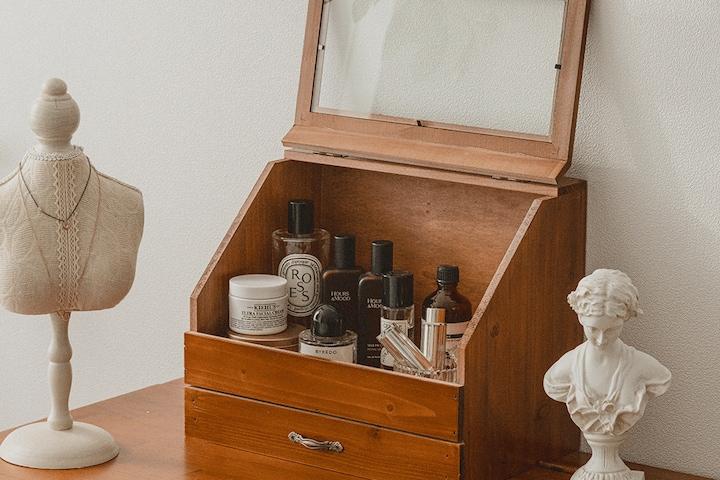 사다리꼴의 다용도 빈티지수납함 케이스