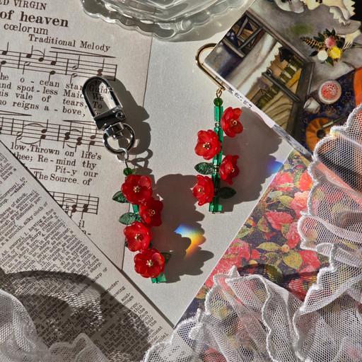 12월 탄생화🌺동백꽃 한줄기 책갈피🌺 키링폰스트랩