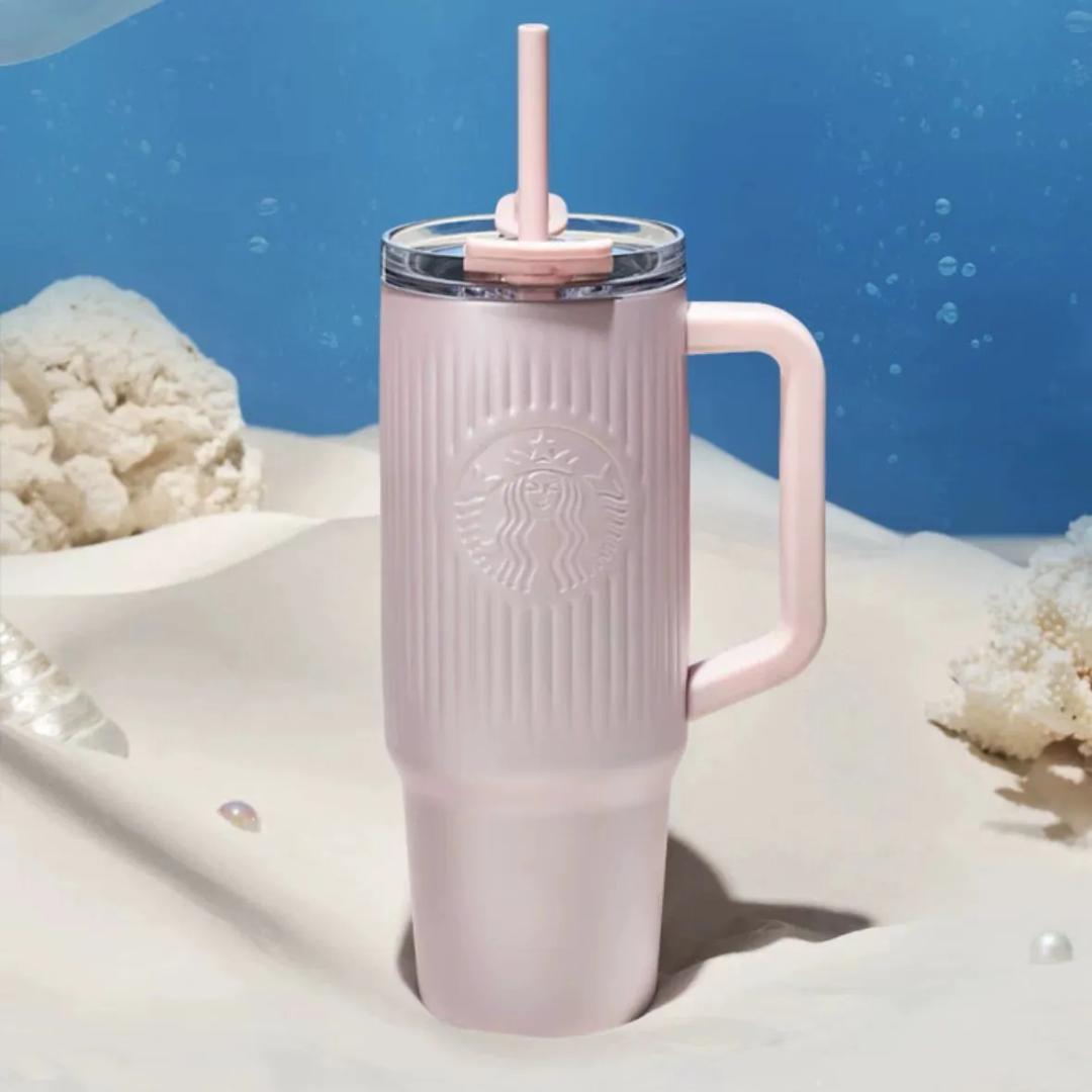 스타벅스 중국 공홈 2025 애니버서리MD 스탠리 스타일 대용량 핑크 퀜처 텀블러 910ml