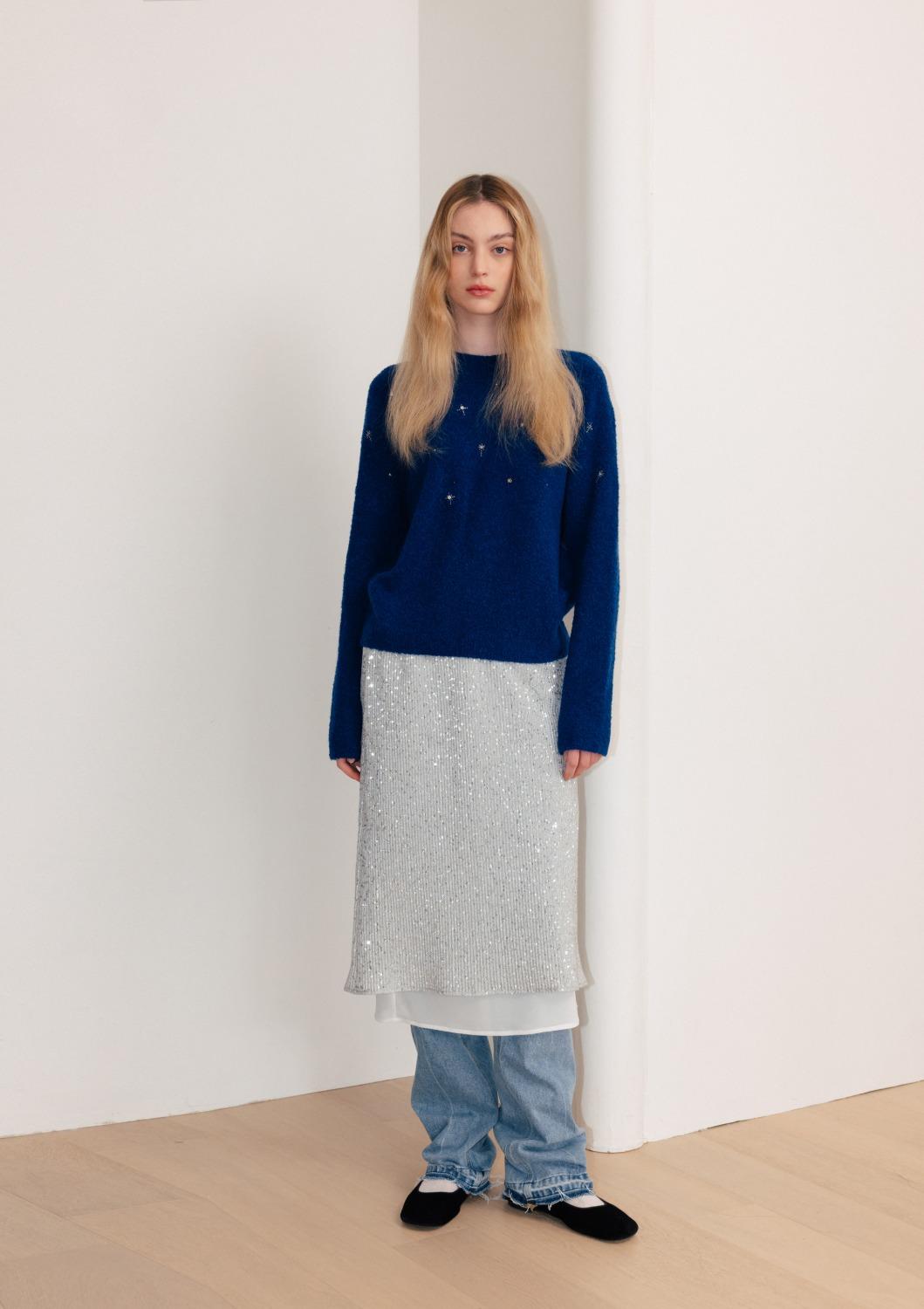 Mused Holiday Sparkle Skirt - Silver