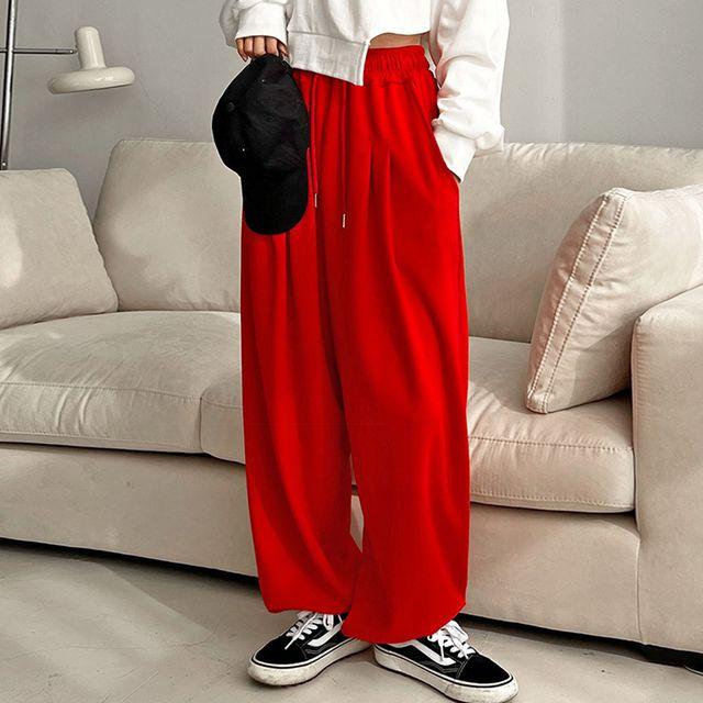 [4컬러/힙하게] 핀탁 와이드 면 조거 밴딩 팬츠 트레이닝 츄리닝 바지 -BPN0172- 빅사이즈 루즈핏 오버핏 봄 가을