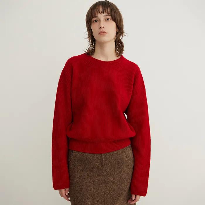 Series Line - Cashmere Drop Round knit_RED