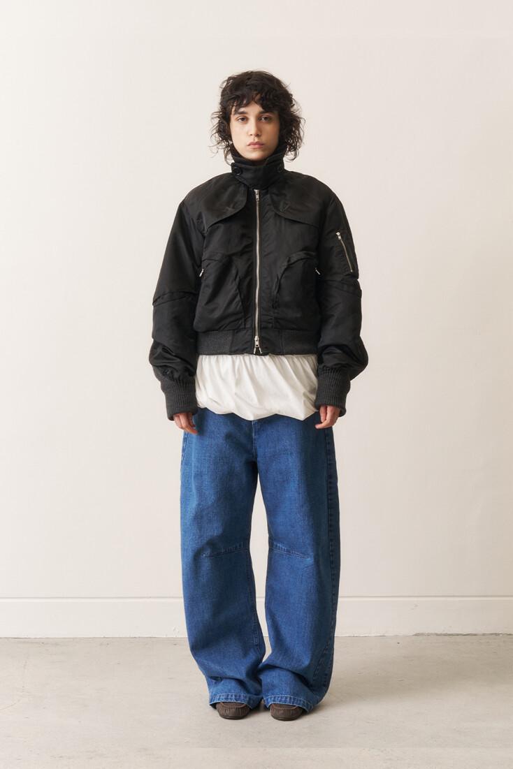 Padded Quad Bomber Jacket, Blackout