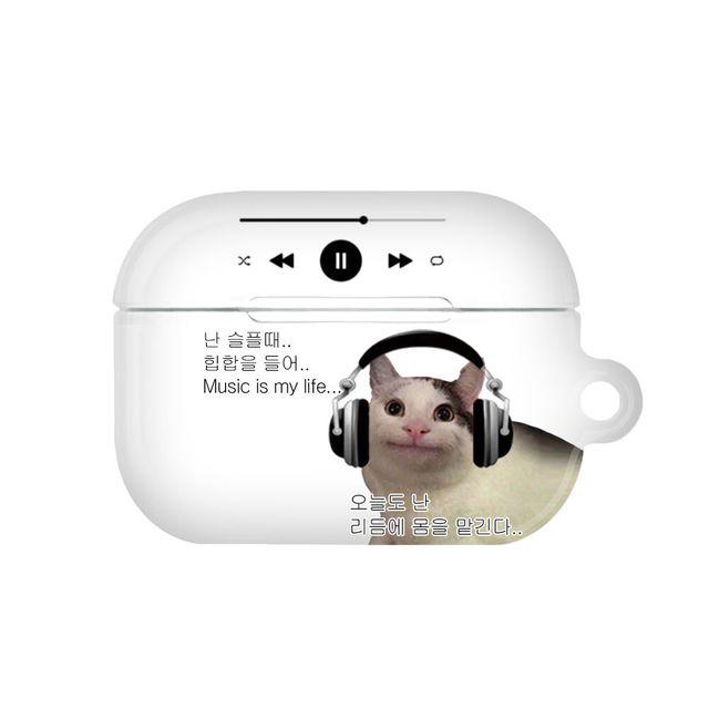 (ver.2) 병맛 헤드셋 고양이 하드 에어팟 프로 케이스