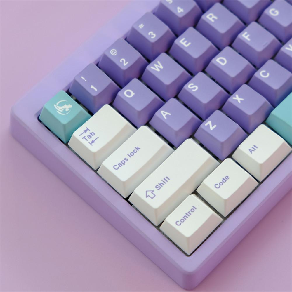 GMK스타일 퍼플 뮬란 제비꽃 감성적 디자인의 PBT 키캡 129키 한성 레오폴드 필코