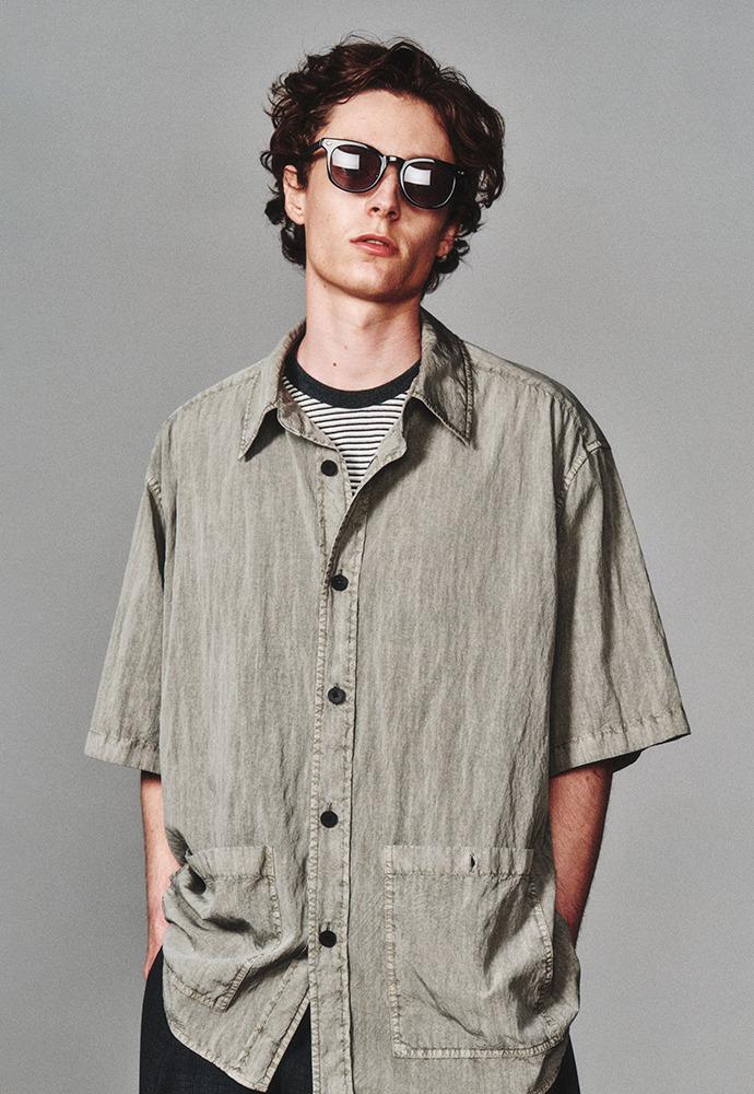 Garment Dyed Two Pocket Half Shirt_Cliff