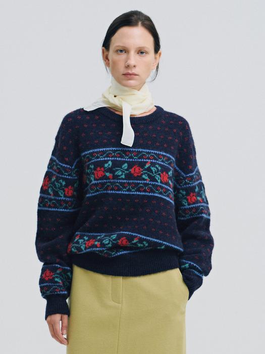 Rose Alpaca Knit (Navy)