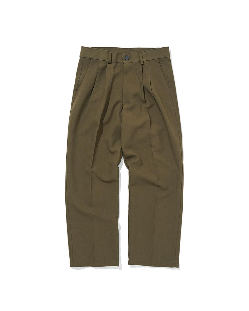 베이직 투턱 와이드 팬츠 (KHAKI)