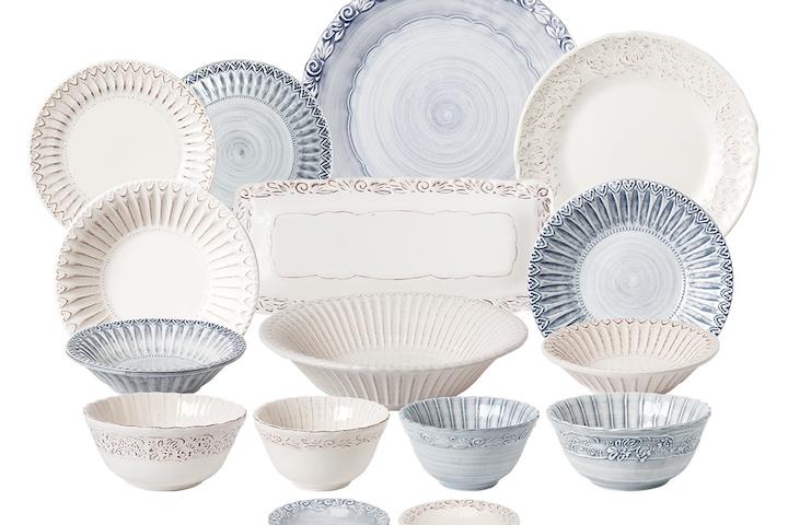 티에라 줄리엣 2인조 그릇세트 16p (오프화이트+크리스탈블루)