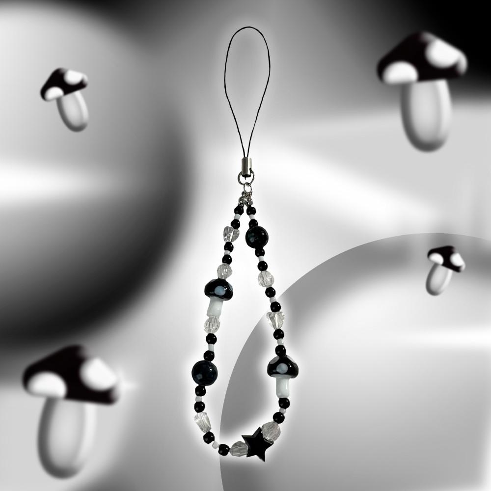 Y2K Mushroom Keyring 비즈 버섯 스트랩 키링