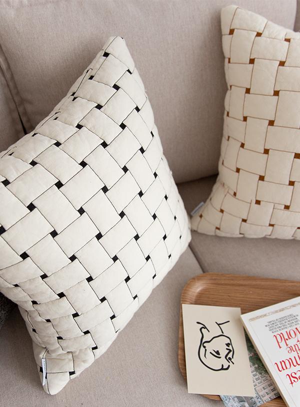 바니 양면 자수 누비 쿠션 방석 커버 (3color)