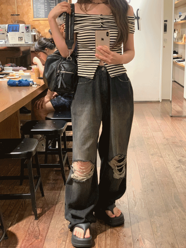 제트 썸어 데님 유니크 흑청 pt