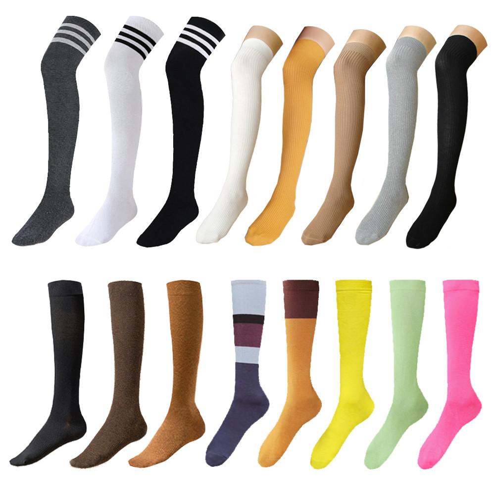 오버니삭스 니삭스 롱 양말 삼선 무지 여성 반스타킹 밀림방지