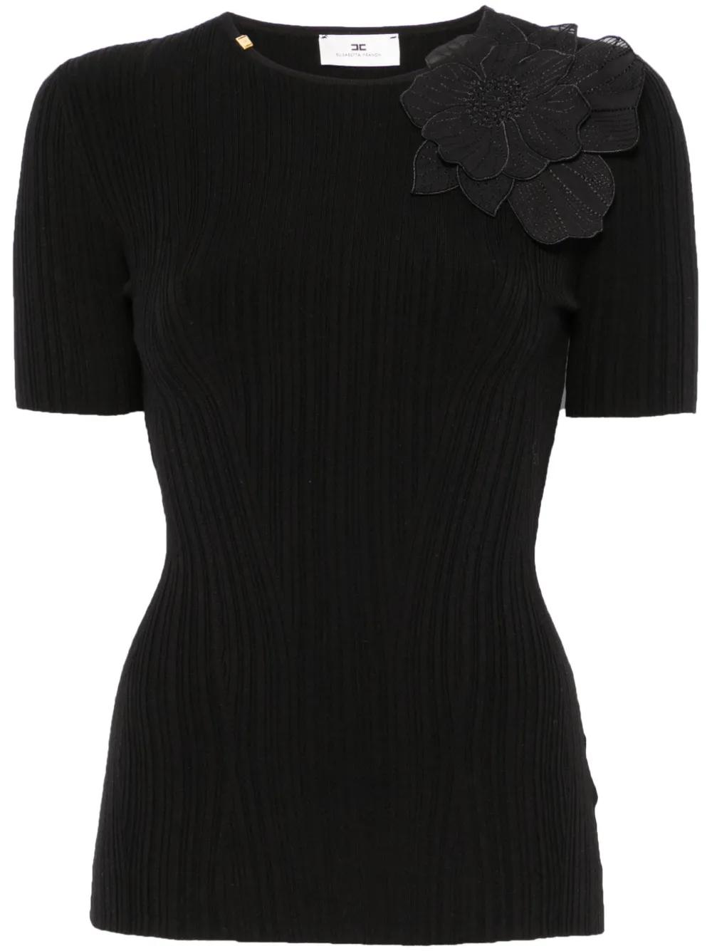 플로럴 아플리케 티셔츠