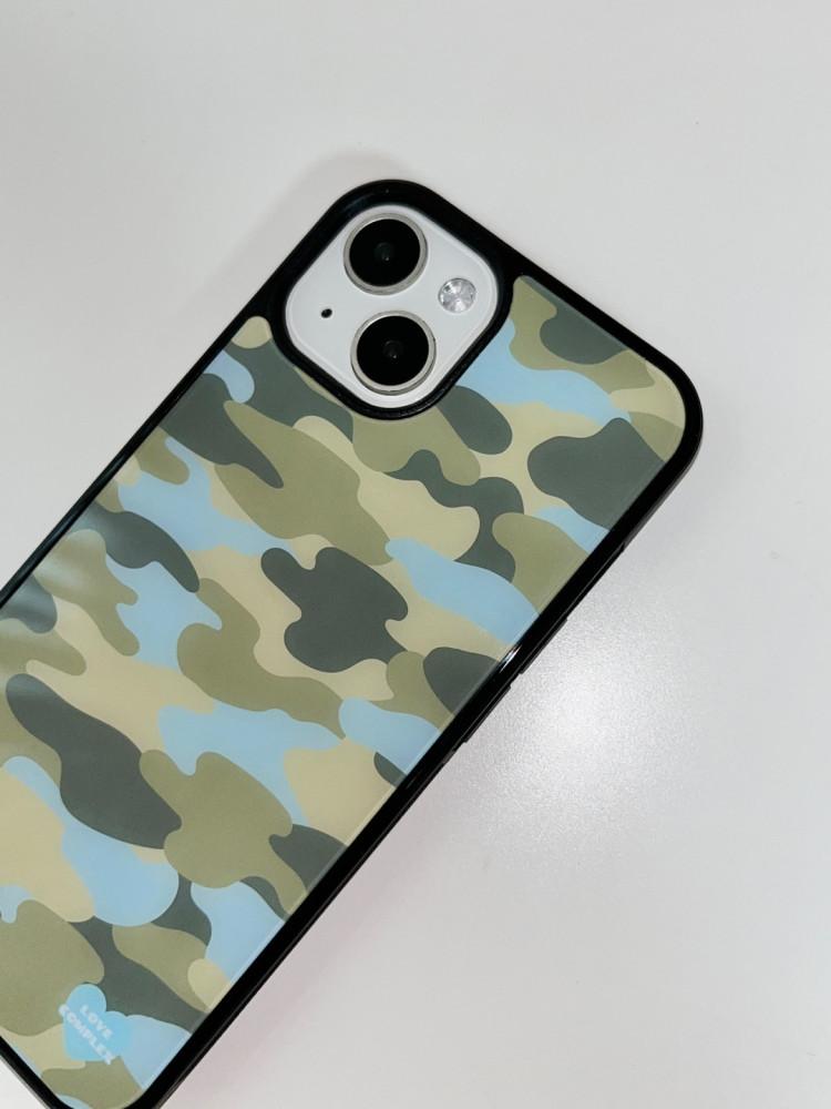khaki blue camo glass bumper phone case iphone11