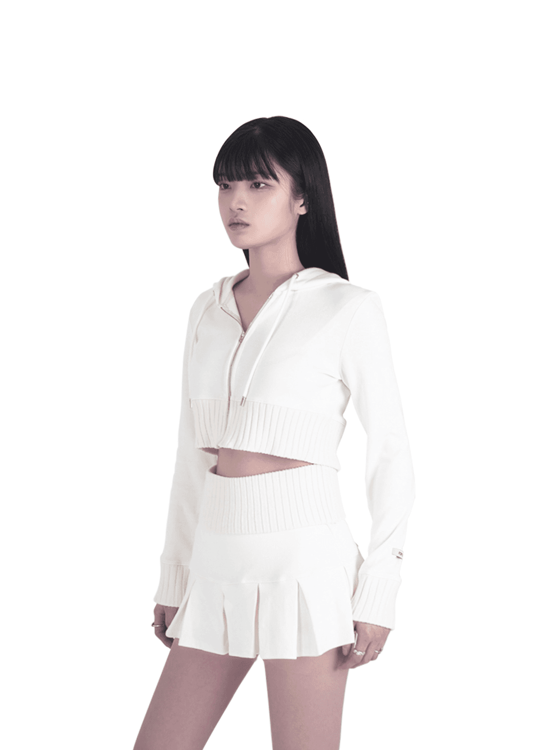 FOR RING PLEATS MINI SKIRT (WHITE)