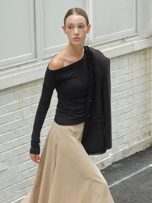 ONE SHOULDER T-SHIRT - BLACK