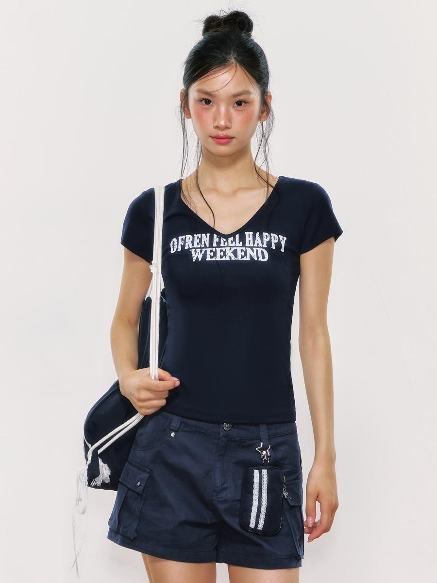 Weekendhub Navy Weekend Graphic Fitted Tee