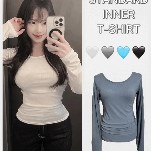 *고민NO기본긴팔끝판왕!*골지긴팔티 데일리 기본티 가을겨울 신상 라운드넥 무지티 이너티 슬림핏 레이어드