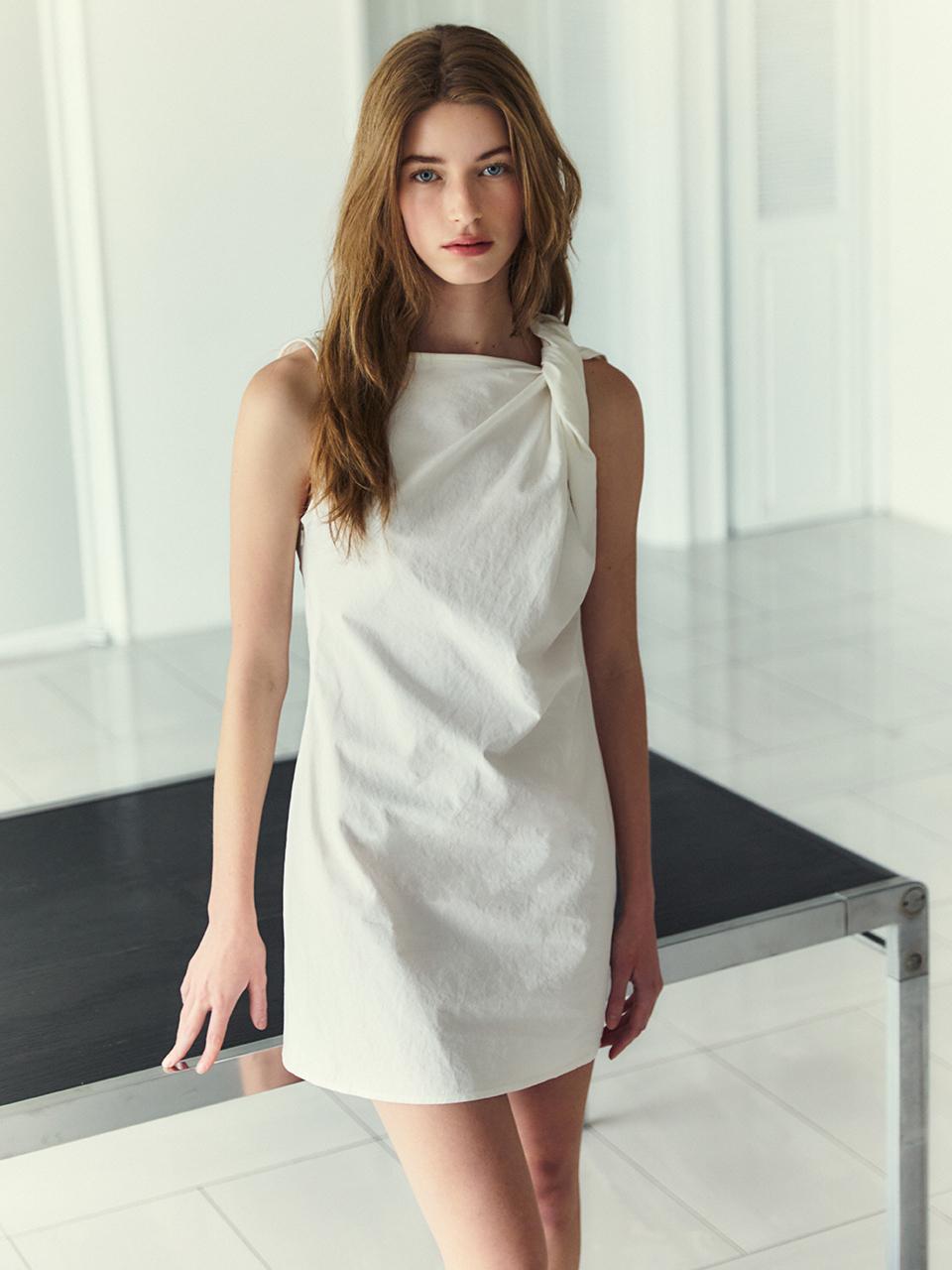 TWIRLING DRESS LINEN WHITE