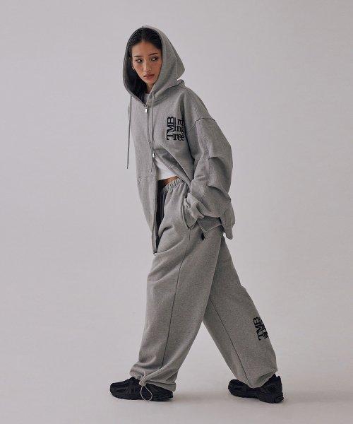 TMB Square Logo Sweat Hoodie Zip-up [ Gray ]