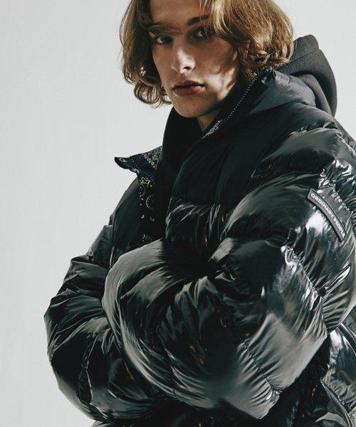 HIGH GLOSS BLACK DUCK DOWN REVERSIBLE PADDING