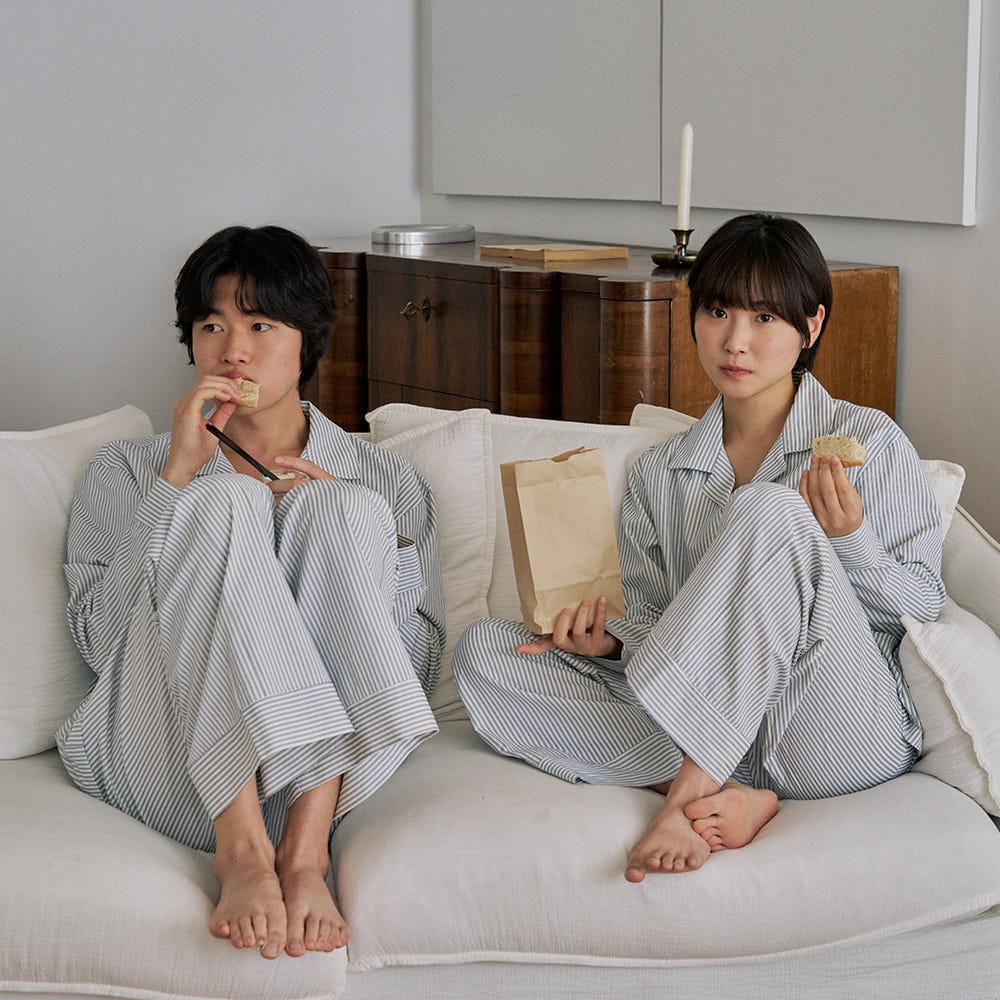 힛더헤이 레이지 파자마 상하의 세트 블루