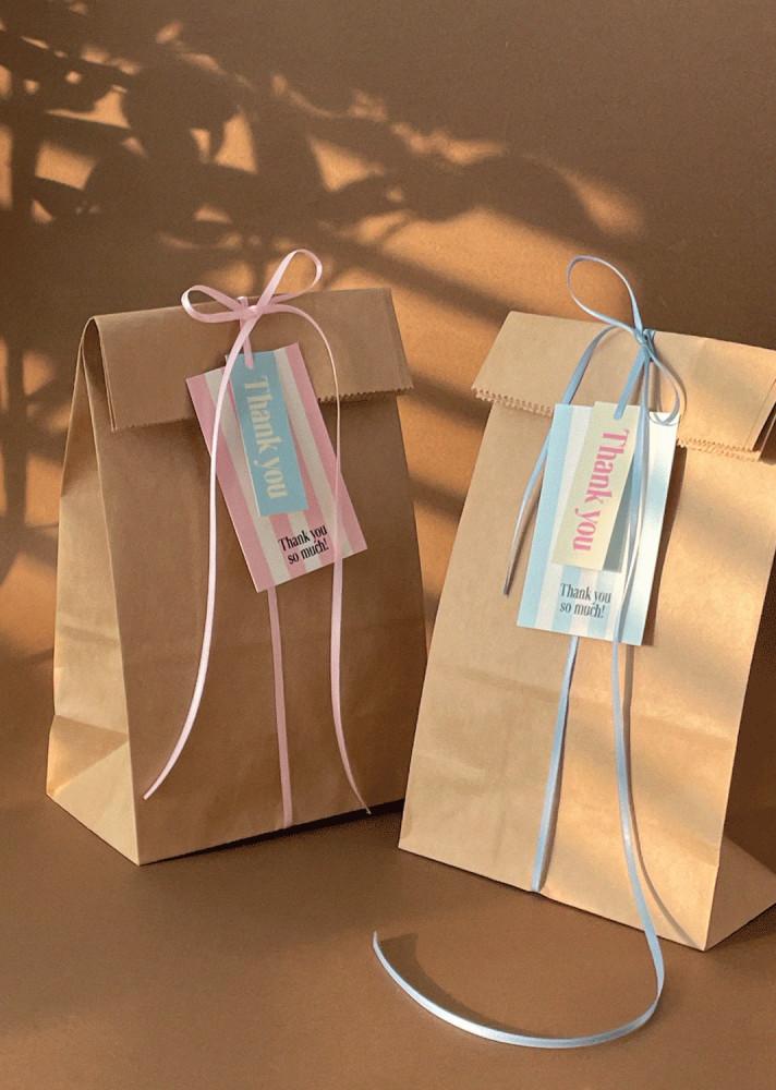 스프라이프 줄무늬 땡큐 택 종이택제작 선물 의류 행택 (50x80mm)