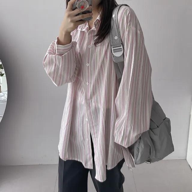 피비 스트라이프 루즈핏 남방 3color