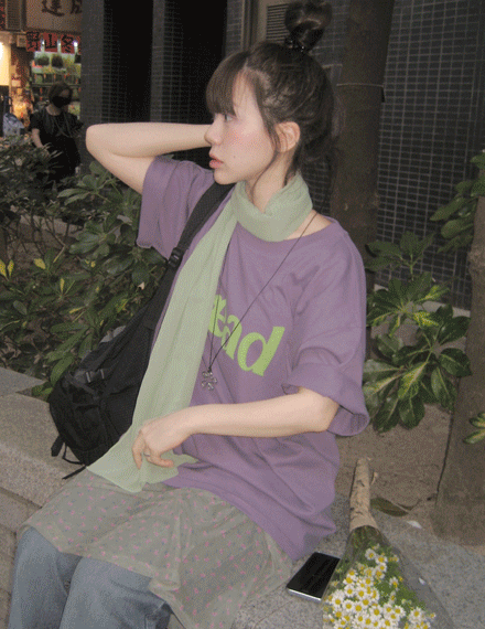 빈블 [탄탄핏/데일리] 메르링 브레드 레터링 프린팅 오버핏 반팔 티셔츠