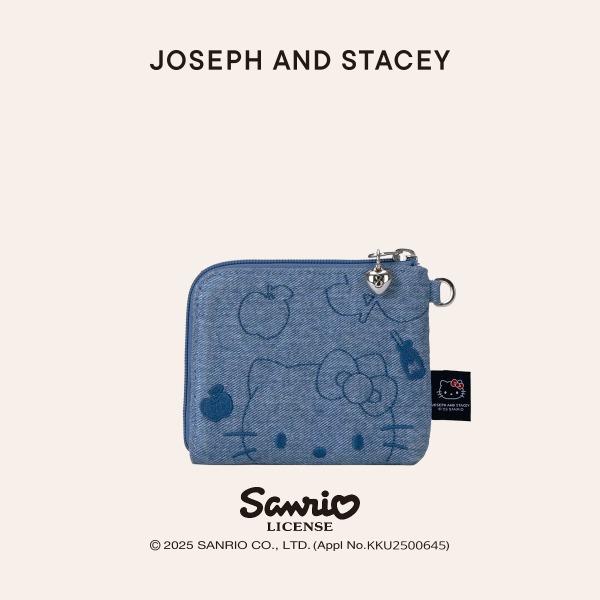 데님 키링 카드 월렛 헬로키티 워시드 블루