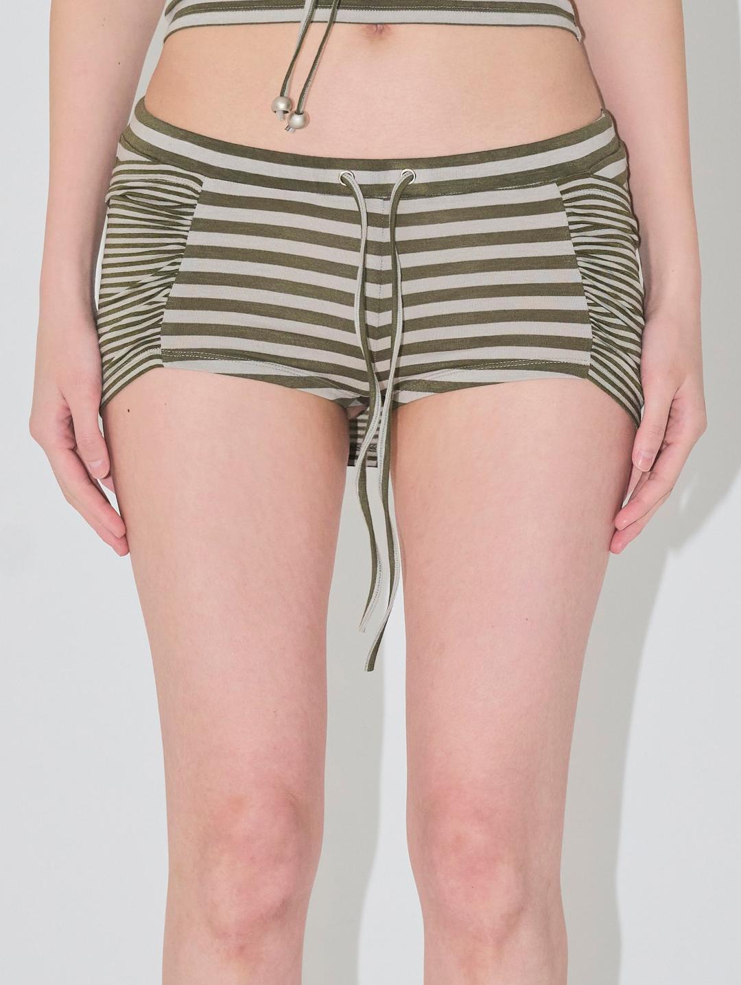 .shirred mini skirt pants olive — .nibgnus