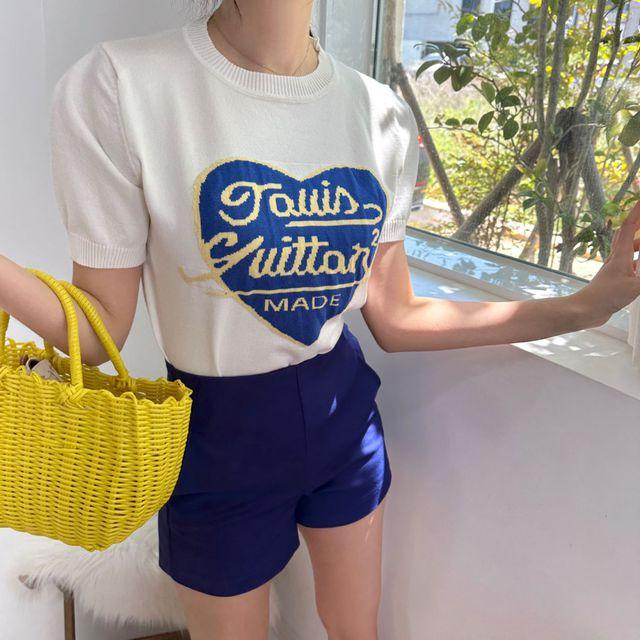 레터링하트 반팔니트