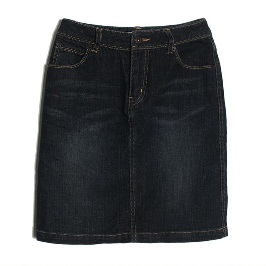 middle denim skirt