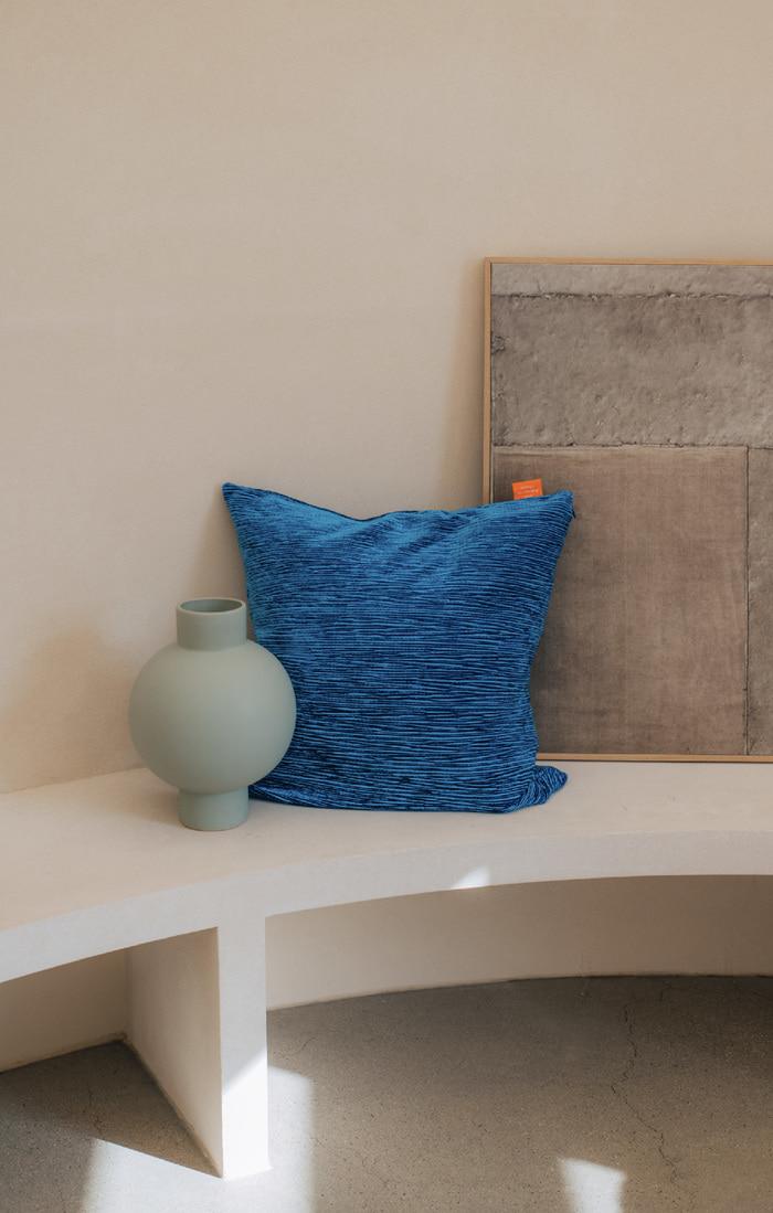 glitter blue velvet cushion cover