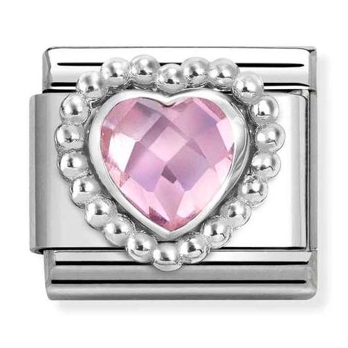 COMPOSABLE Classic sterling silver with CZ and Heart Beaded Setting (Pink) 330606/003