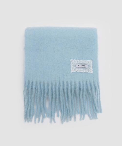 LACE LABEL HAIRY MUFFLER LIGHT BLUE