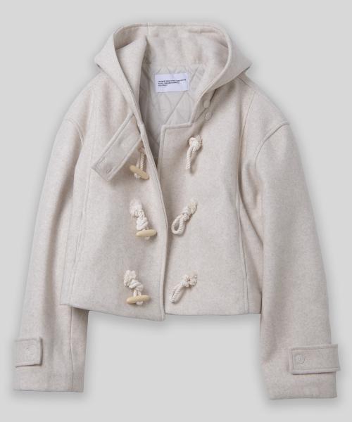 후드 크롭 더플 코트 자켓 점퍼 [아이보리]