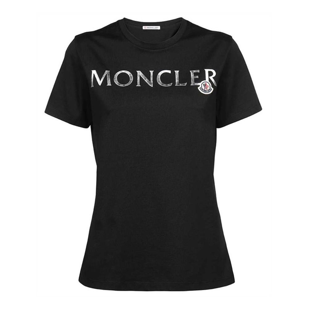 당일배송 [몽클레어] 여성 로고 패치 레터링 라운드 반팔티셔츠 (블랙) 8C00024 829FB 999