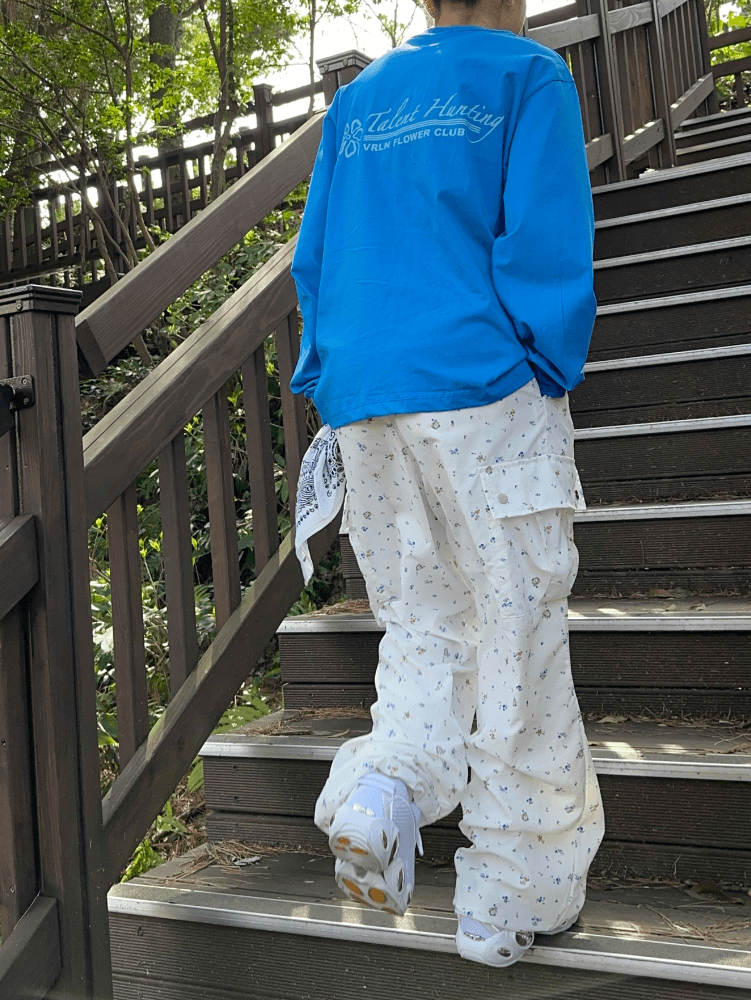 FLOWER CARGO PANTS WHITE