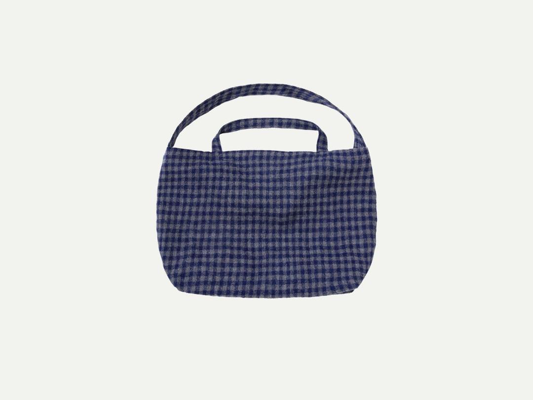 Via Laurie check wool tote bag (Navy check)