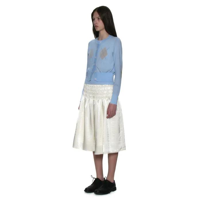 LACE TRIM SMOCKING MIDI SKIRT_IVORY