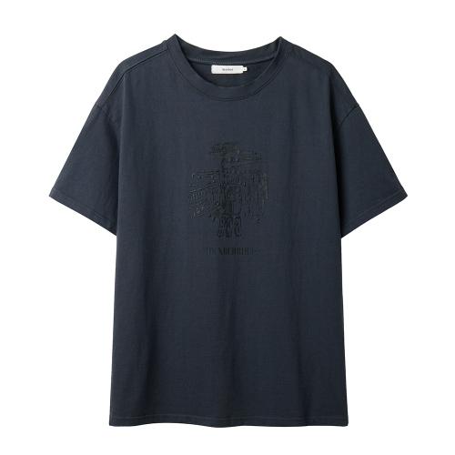 썬더버드 프린팅 하프 슬리브 티셔츠_다크 차콜