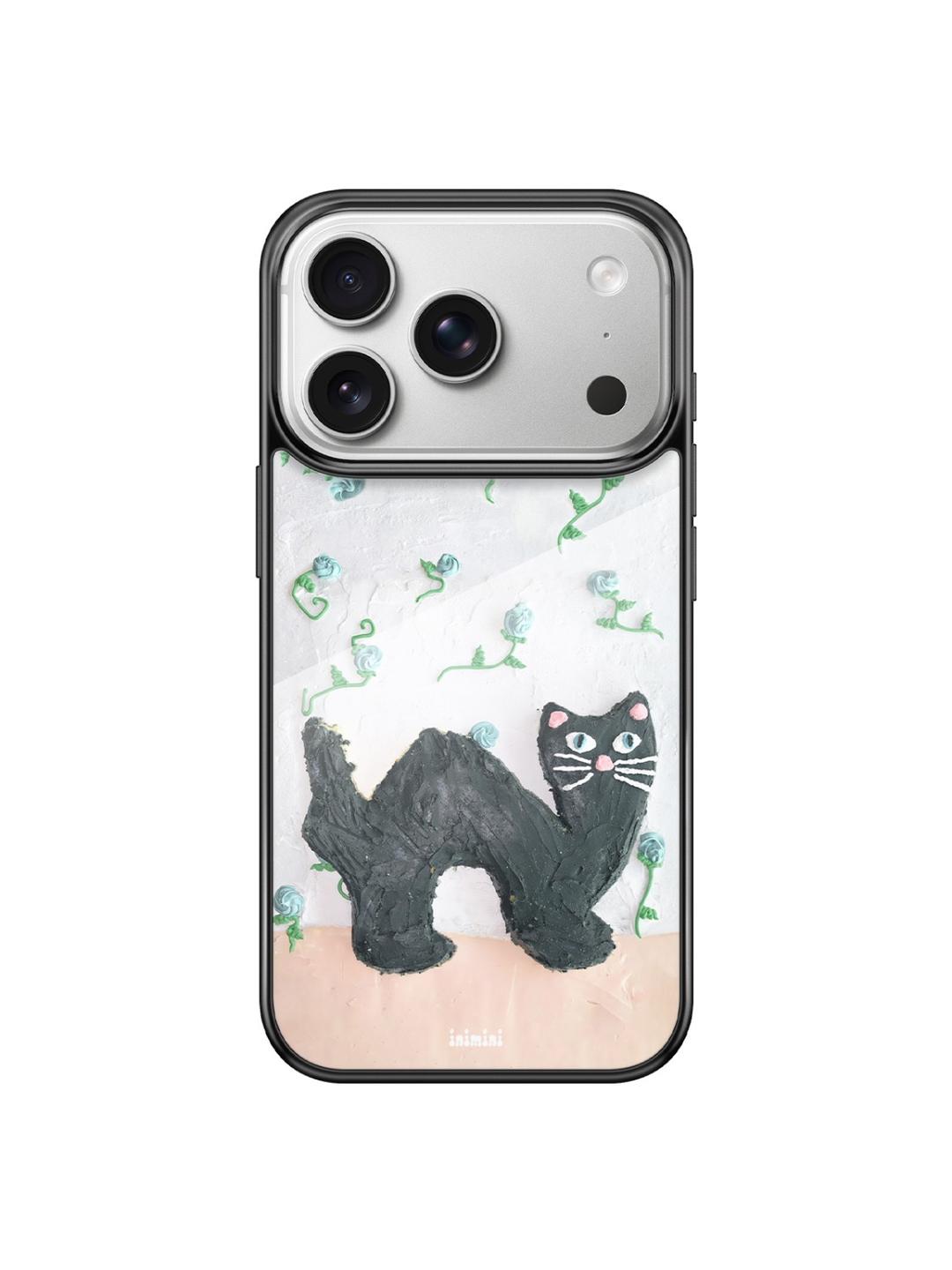 Startled black cat  glass bumper case (magsafe)