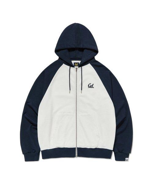 CAL LOGO RAGLAN HOOD ZIP-UP [NAVY]