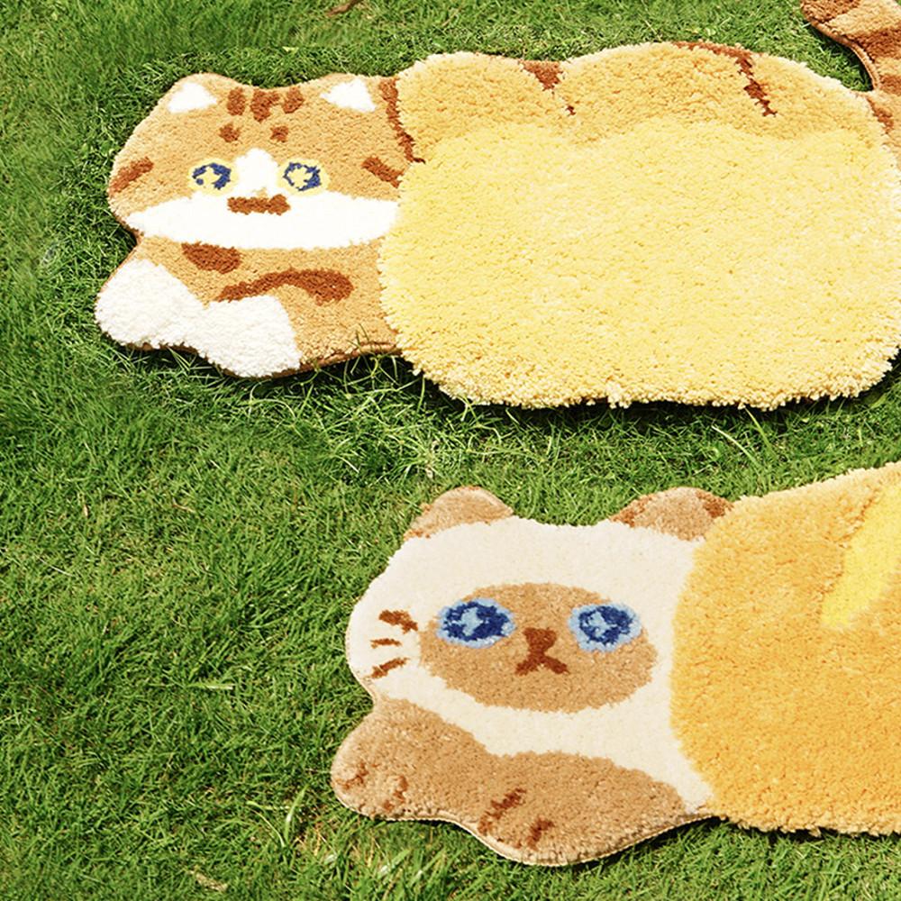 식빵 고양이 러그 귀여운 현관 침대 미니 포인트러그 2종