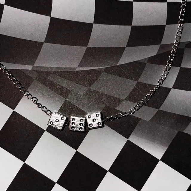 y2k 다이스 주사위 각인 목걸이 / 심플 유니크 키치 하이틴 스트릿 힙 힙한 실버 악세사리